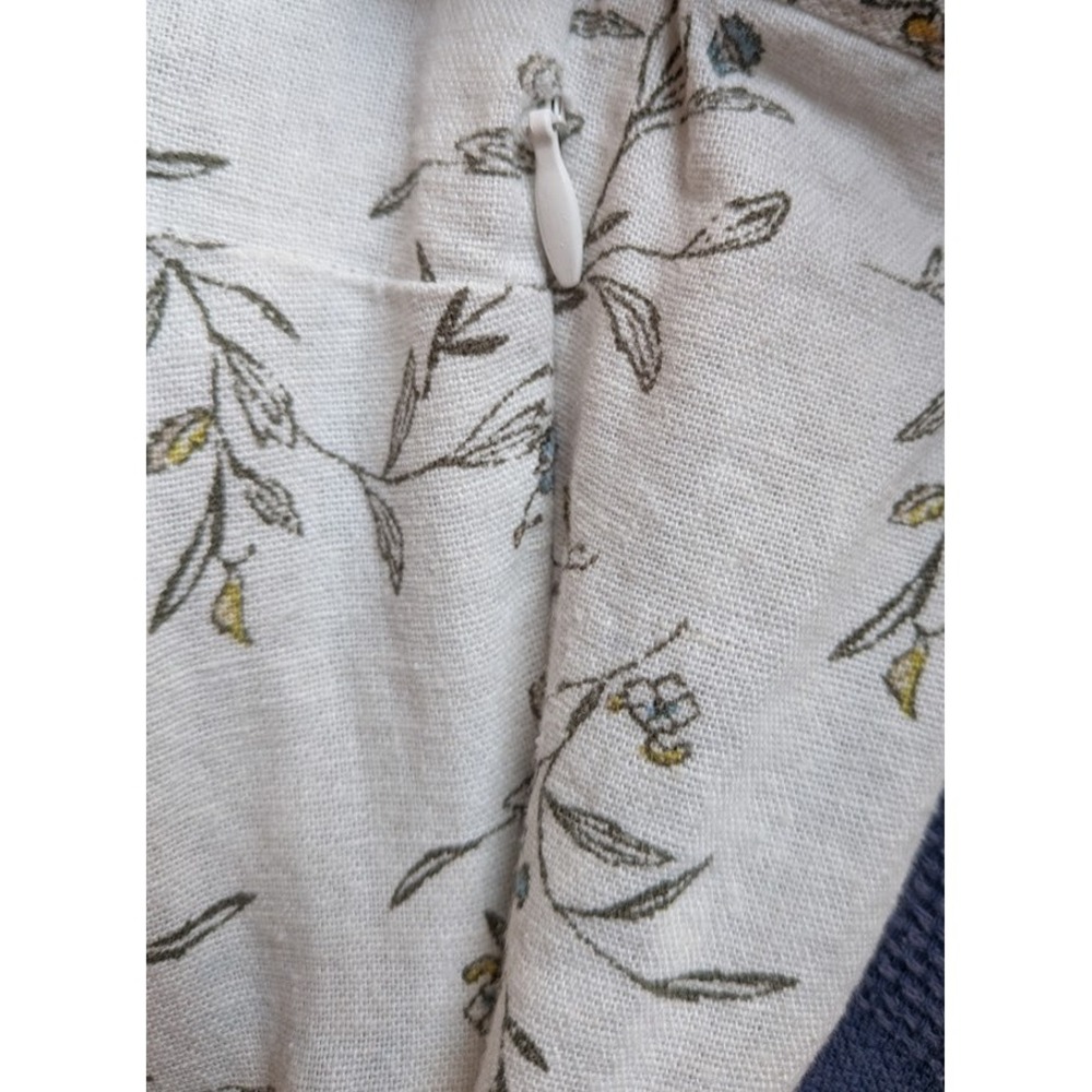 Sun Dress XS Floral Linen Blend Drop V Waist Flowy Resort Beachy Boho Relaxed - Picture 9 of 12